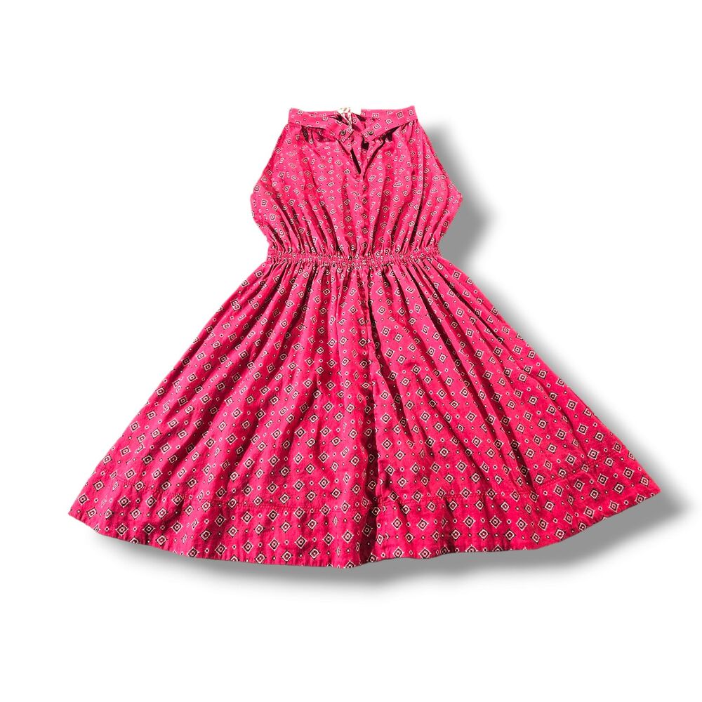 Levi's San Francisco Dress Womens Small Pink Printed Fit And Flare Pleated Swing